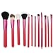 Abody New 12pcs Professional Wooden Handle Makeup Brush Set Cosmetic Brush Kit Makeup Tool with Cup Leather Holder Case (Rose)