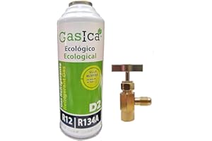 REPORSHOP - 1 Botella Gas Gasica D2 226g + Valvula Alternativo R12, R134A Freeze