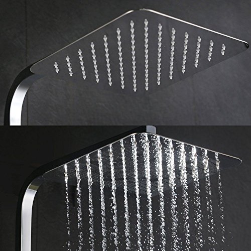 SZSYD Morderne Kopfbrause Regendusche Duschkopf Duschbrause Ultraslim Edelstahl Quadratische 10 Zoll 25X25cm Wasserfall Regenduschkopf - 6