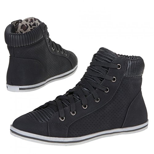 Preisvergleich Produktbild Damen Sneaker Freizeitschuh Damen Sneaker Schnuerschuhe Schuhe Turnschuhe Damenturnschuhe Halbschuhe, Farbe Schwarz, Gr. 38