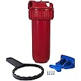 Hot Water Filter Cartridge Housing 10" x 2.5" Regular Diameter 3/4" BSP Ports, 3 Piece Design with Pressure Relief Valve