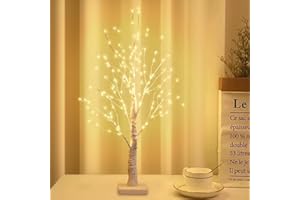 Hojalis Albero di Betulla LED 60cm, Albero luminoso a LED per Interni con 144 Luci A Led, Albero Di Betulla Illuminato, LED Albero di Betulla Pieghevoli, per Giardino, Ringraziamento, Festa