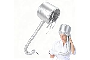 YUVKIN Gorro Secador de Pelo, Difusor para Pelo Rizado, Gorro Térmico para Mascarilla y Peluquería, Capucha Ajustable para Secado, Estilizado y Cuidado Profundo del Cabello (Plata)