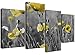 Produktbild Leinwand Bilder von gelb Poppy Field in schwarz und weiß für Ihr Wohnzimmer – 4258 – Wallfillers®