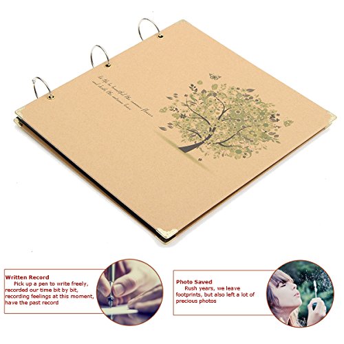 Mohoo Fotoalbum DIY Retro Fotoalben Lederprägung handgemacht Mit 30 Karten 12 Zoll Geschenk für Muttertag - 2