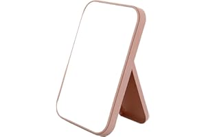 ARROMI Mirroir, Miroir Maquillage, Petit Miroir, Miroir Portable, Table Miroir Support Pliable Concu Maquillage Miroir Mains Libres/Portable Miroir, Idéal Pour Coiffure, Voyage, Camping (Couleur Rose)