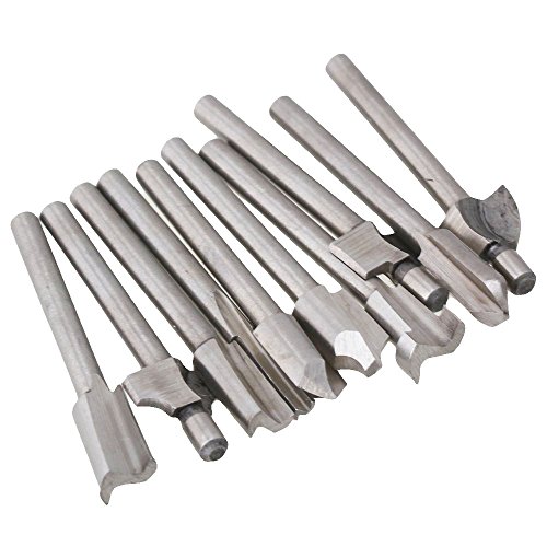 SPTA 10tlg HSS-Fräser Stich-Spitzen & 10tlg HSS Fräser-Set Fur Proxxon Dremel Kabelgebundenes Multifunktionswerkzeug Schleifen, Schleifen, Polieren–3mm Schaft - 5