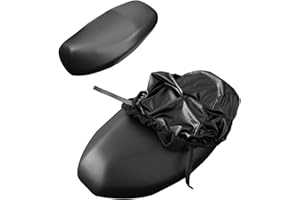 SLEEKEE Housse de siège pour scooter 1 pièce, housse de siège de moto en cuir, housse de siège pour moto de vélo souple, imperméable, convient pour scooters, motos et véhicules électriques (Noir)