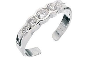BASICS 5 Crystal Toe Ring In Silver