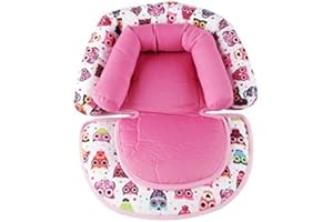 KAKIBLIN Réducteur pour Bébé, Oreiller Calé-tête Support de Cou Coussin Souple pour Siège Auto, Poussette, Landau, Rose