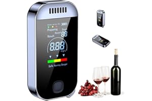 Lotvic Etilometro Portatile, Etilometro con Display LCD Digitale, Tester di Alcool con Allarme, Ricarica USB Etilometro per Alcol, Professionale Alcol Test per Uso Domestico e Professionale