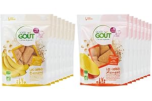 Good Goût - BIO - Les Carrés Banane 50 g - Pack de 7 & BIO - Les Carrés Mangue 50 g - Pack de 7