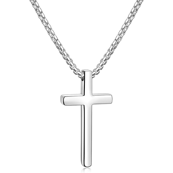 COOLSTEELANDBEYOND Colore Oro Collana con Pendente Croce con Zirconi, Uomo Donna Ciondolo Croce, Acciaio, Lusso, Palla Catena 75CM