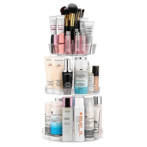 Makeup Organiser, Jerrybox 360-Degree Rotating Adjustable Multi-Function Cosmetic Storage Box, 5 Layer Fits Different Types of Cosmetics and Accessories, Unique Tower Shape