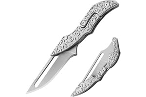 POKTWORLD Mini Coltello Pieghevole,Mini Coltello,Acciaio inossidabile 7CR17 di Coltello Soccorso Portatile di Sopravvivenza per Caccia,Campeggio attività all'Aperto Multiuso (Argento)