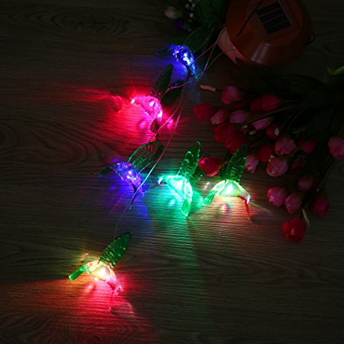 Solarleuchte Windspiele Pathonor Außenleuchten LED-Leuchten solarbetrieben Farbwechsel Kolibri Windspiel für Home/Party/Nacht Garten Dekoration rot Farbwechsel - 7