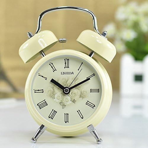 Retro Mute Alarm clock child metal Playing bells Luminous Table clock 16*9.7*6.5cm?14.5*9.7*6.5cm , 5