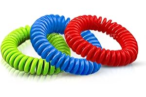 AMBIZION Pulseras Anti Mosquitos Multicolor Elastica con Citronela, Brazalete Repelente de Mosquitos e Insectos, Proteccion Exterior Interior, Larga Duracion, para Niños y Adultos (3, Rojo, Verde y Azul)