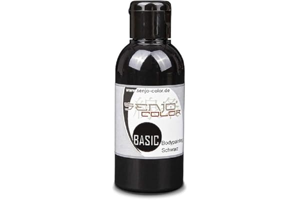 Senjo Color Body Painting Peinture 75ml | Liquide Peinture du Corps | Pour pinceaux et aérographe | Fabriqué en Allemagne (Noir)
