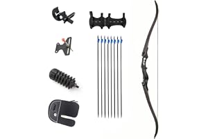 Recurve Bow Set, Black, Alloy Steel, 50 LBS Draw Weight, Right Hand, with Carbon Arrows and Accessories for Target Practice