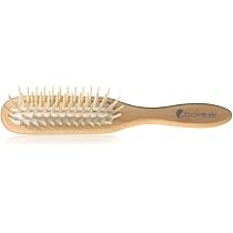 Holz Haarbürste Mit Massageborsten & 4 Spiral-Haargummis - Antistatisch, Sanft Entwirrend, Für Alle Haartypen