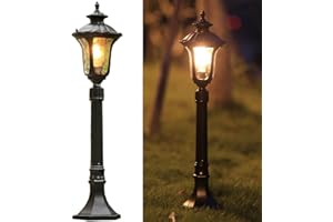 Chao Zan Lampadaire extérieur lampe - Réverbère classique qui agrémentera élégamment jardins et allées - Luminaire jardin,Couleur : Noir, Douille : E27, H : 80 Cm, IP55 imperméable…