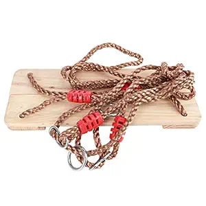 Wood Board Swing, Durable Wear?Resistant Swing Toy Firm Fixed Wooden Swing Seat Children Wood Hanging Swings for Entertainment for Children and Adults(Medium, Blue)