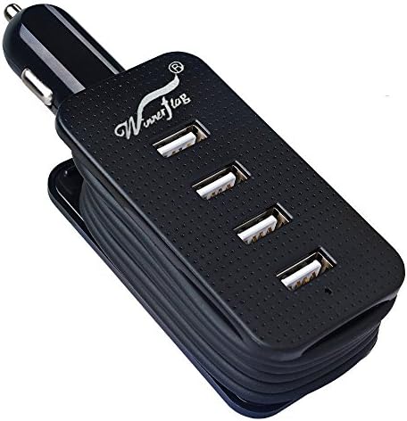 Winnerflag Fashion 12V/24V 4.8A 4 Ports Rapid USB Car Charger with 1M Cable for iPhone 7 Plus, Samsung Galaxy, iPad, S6/ S6 Edge, Nexus, HTC M9,MP3,PDA, tablet(Black)