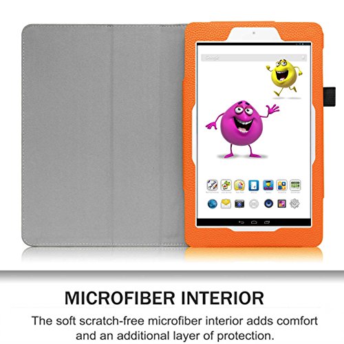 Fintie Odys Junior Tab 8 Pro Hülle Case – Slim Fit Folio Kunstleder Schutzhülle Cover Tasche mit Ständerfunktion und Stylus-Halterung für Odys Junior Tab 8 Pro 20,3cm (8 Zoll) Tablet-PC, Orange - 5