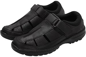 Harssidanzar Sandalias con los dedos cerrados para hombres,sandalias de playa cómodas y ajustables en cuero genuino adecuadas para caminar al aire libre KM227EU