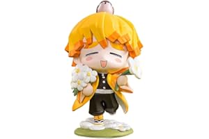 XESAGSNV Desktop Decorative Sculptures, PVC Sculptures, Cake Decorations, Demon Slayer Cartoon Character Ornaments, Anime ornaments, Color Box Packaging(Kamado Tanjirou) (Flower Agatsuma Zenitsu)
