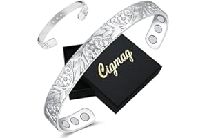 Cigmag 9X Lymphatic Drainage Copper Bracelet for Women Ultra Strength Magnet Solid Pure Copper Magnetic Bracelet Adjustable Cuff Bangle with Present Box (Crystal Plum Pattern)