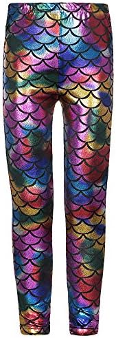 TFJH Kids Baby Girls Mermaid Fish Scale Printed Stretchy Leggings Pants - -