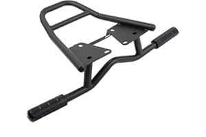 Mokuo Iron Manned Motorcycle Stunt Rear Luggage with CNC Removable Perform Bar Fit for Honda Grom MSX 125 SF 2013-2016,Black Rack + Black Footpeg