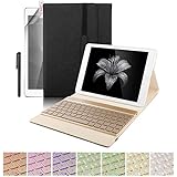 iPad 9.7 Keyboard Case, Boriyuan 7 Colors Backlit Wireless Bluetooth Keyboard with PU Leather Stand Smart Cover for Apple iPad 9.7 2017 with Magnetic Auto Sleep/ Wake Feature, Black