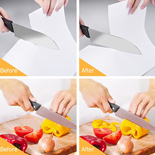 Messerschärfer, HoLife Messerschleifer Manueller Knife Sharpener Schleifstein mit 3 Stufen für Keramikmesser, Stahlmesser, Kochmesser usw(Schwarz) - 6