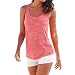 Produktbild BA Zha HEI Frauen Sommer Spitze Weste Top Sleeveless beiläufige Tank Bluse Tops Damen Schulterfrei Weiches Material Ladies Sommer Elegant Chic Oberteil Locker Bluse Tops T-Shirt (Wassermelonenrot, L)