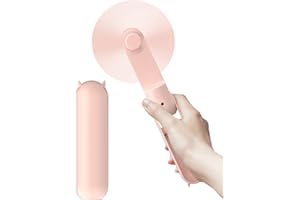 LETSCOL Portable Handheld Fan, Mini Pocket Hand Fan, Foldable Personal Desk Fan with Power Bank, USB Rechargeable Fan for Makeup Home Travel Outdoor (Pink)
