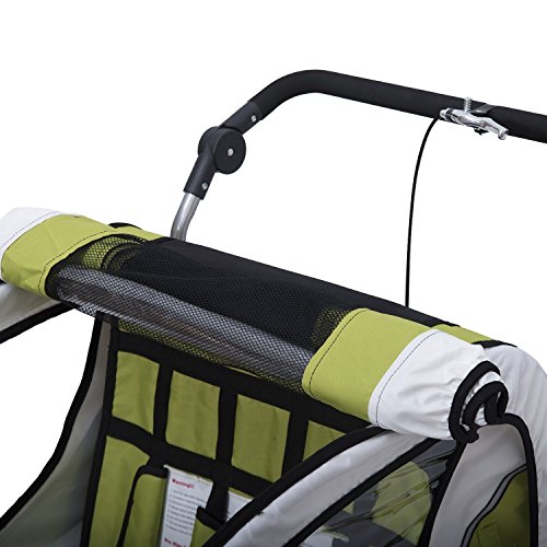 homcom 440-001GN 2 in 1 Fahrradanhänger Jogger 360° Drehbar für Kinder, grün / schwarz - 4