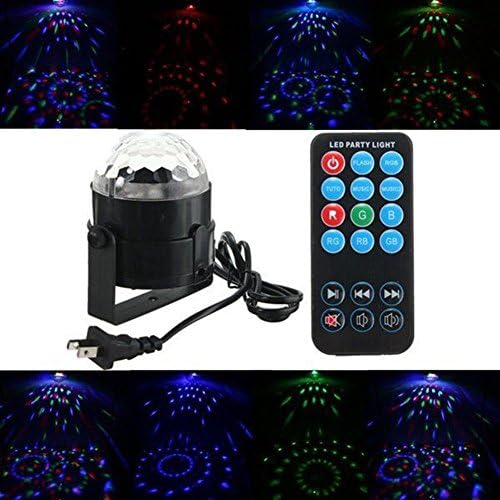 IAGM Stage Lights Remote Control LED Small Magic Ball Voice Control Mini Crystal Magic Ball Color Stage KTV