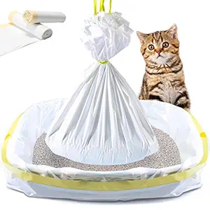 KONE Cat Litter Box Liners, Jumbo Heavy Duty Drawstring Cat Litter Pan Bags Durable Pet Cat Supplies, 14 Count