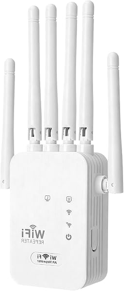 WiFi Repeater, Repetidor WiFi Largo Alcance, Amplificador Señal WiFi 300Mbps con 4 Antenas, Puerto Ethernet, Compatible con Todos los Routers WiFi - 1