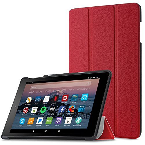 Hülle für Fire HD 8 (7. Generation - 2017) / das neue Fire HD 8 (6. Generation - 2016), Infiland Ultra Slim Lightweight Schutzhülle Cover für Fire HD 8 (8-Zoll-Tablet, 7. Generation - 2017) / Das neue Fire HD 8 Tablet (6. Generation - 2016)(Rot)