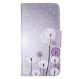 Felfy Leder Hülle für Huawei P8 Lite 2017,Huawei P8 Lite Tasche Schutzhülle,Huawei P8 Lite Brieftasche Wallet Retro Flip Bookstyle Bunt Muster Feder Schmetterling Campanula Löwenzahn Elegant Case [PU Leder + TPU Silikon Innere] Tasche Schale Magnetic Buckle Etui Lederhülle Handyhülle für Huawei P8 Lite 2017 [Löwenzahn] + 1x Silver Stylus+ 1x Bling Dust Plug[Farbe Random] - 5