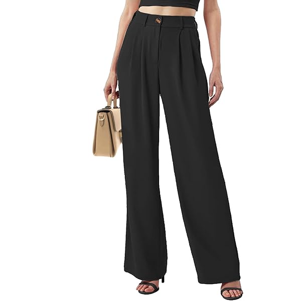 Tronjori Damesbroek, hoge taille, casual, rechte pijpen, kantoorbroek, pakbroek, achterkant, elastische tailleband, XL Kort