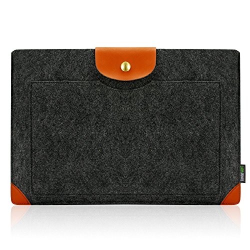 Lavievert Filz u. Leder Hülle Laptop-Tasche mit einer kleinen Seitentasche für 15 Zoll Macbook Air / Pro / Pro Retina und 15-15,6 Zoll Laptop / Notebook(Grau) - 2
