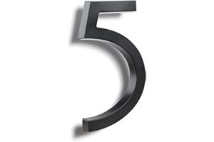 HASWARE Numéros de maison élégants en ABS de 6 pouces (15 cm) – Design élégant noir – Durable et facile à installer (noir, 5)