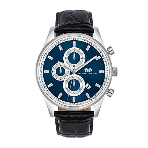 Rhodenwald & Shne Galando Herrenuhr Chronograph Edelstahl silber/blau 5 ATM Przisions-Quarzwerk Stoppuhr/Totalisatoren Lederarmband schwarz - Quarzuhr Echtleder-Armband Armbanduhr analog Rhodenwald & Shne Galando Herrenuhr Chronograph Edelstahl silber/blau 5 ATM Przisions-Quarzwerk Stoppuhr/Totalisatoren Lederarmband schwarz - Quarzuhr Echtleder-Armband Armbanduhr analog