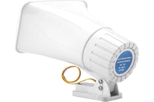 Sonew 150dB Elektronische Alarmsirene Horn, Alarm Sirene Alarmanlage, Indoor / Outdoor Security Sirene DC 12V für Haussicherungssystem - Weiß
