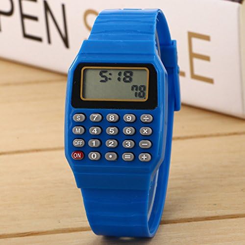 AGEG Electronic Watch with Calculator Mini Toy Watch Simple Calculator for Children and Students (Blue, for Boys)